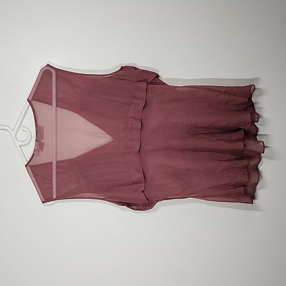 Spiegel 100% Silk Deep Mauve Rossette sheer Tank Top Y2K coquette girl womens 18 - Picture 7 of 7